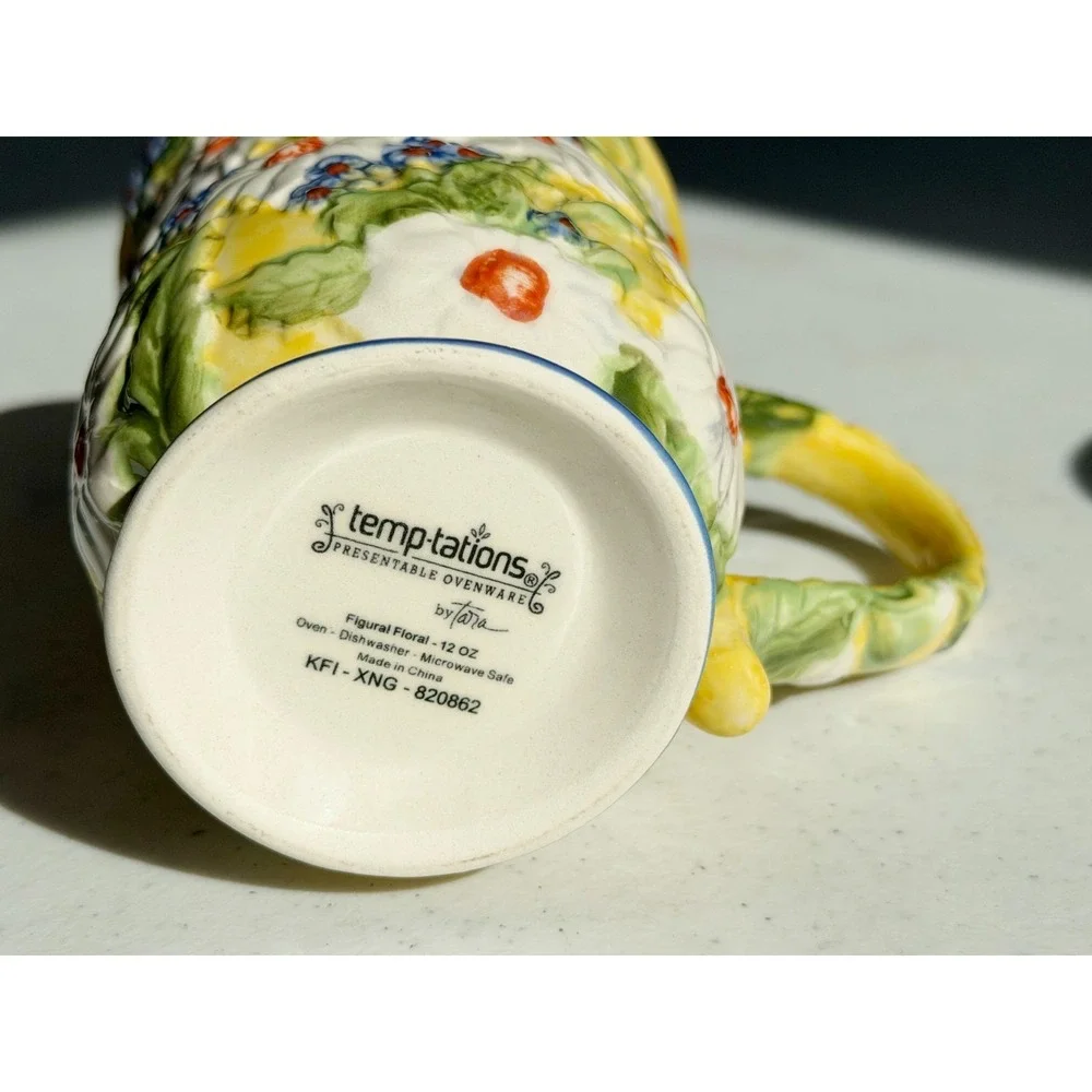 Temptations By Tara Floral 3D Daisy Coffee Cups Presentable Ovenware Floral Mugs